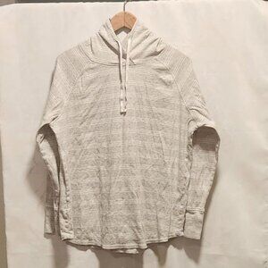 Eddie Bauer Pullover Hooded Long Sleeve Top Women's 2XL Gray/White Striped‎